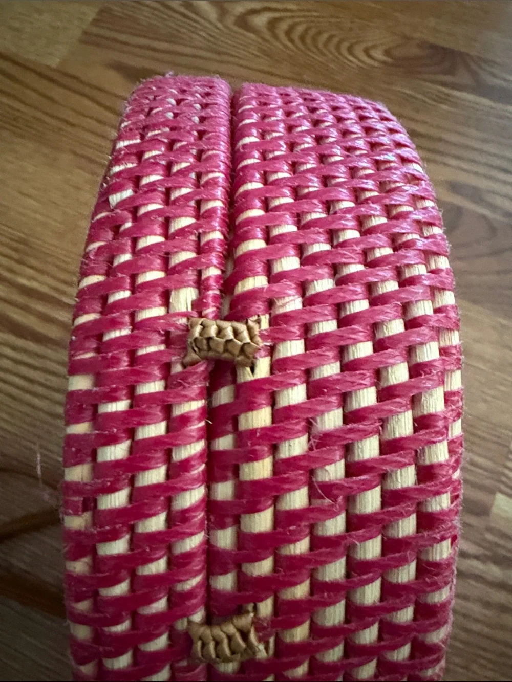 Woven Round Shoulder Bag in Bright Pink